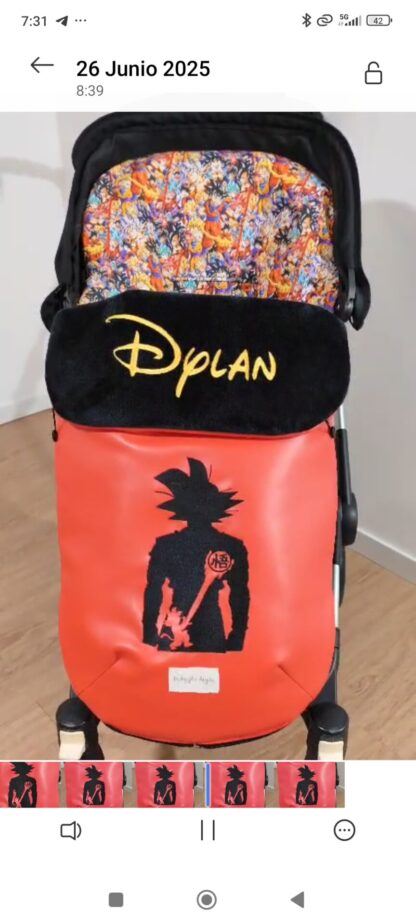 Saco rojo con bordado Goku