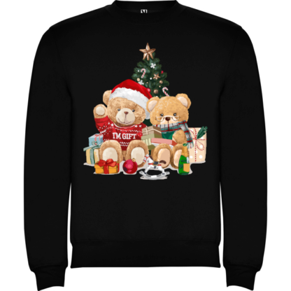 Sudadera negra navidad papa y mama osos en árbol de navidad. Sudadera ositos navideños