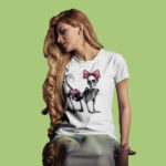 Camiseta calavera perrita blanca