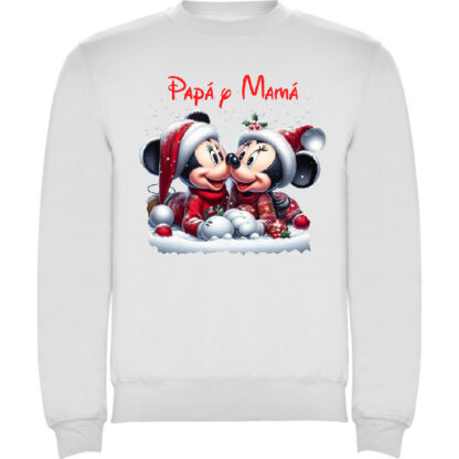 Sudadera blanca Minnie y Mickey nieve papa y mama