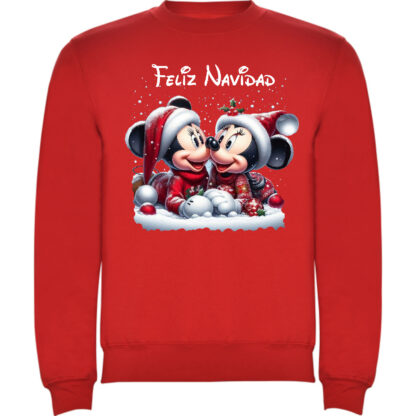 Sudadera roja Minnie y Mickey nieve feliz navidad