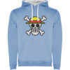 Sudadera azul celeste con capucha calavera one piece