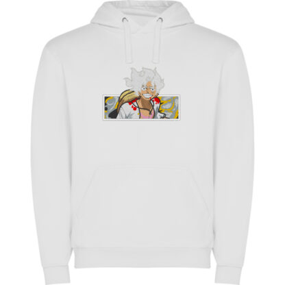 Sudadera blanca celeste con capucha Luffy Gear 5