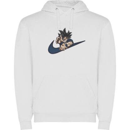 Sudadera blanca con capucha goku azul