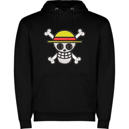 Sudadera negra con capucha calavera one piece