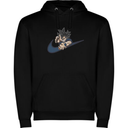 Sudadera negra con capucha goku azul