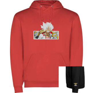 Sudadera roja con capucha Luffy Gear 5 Portada