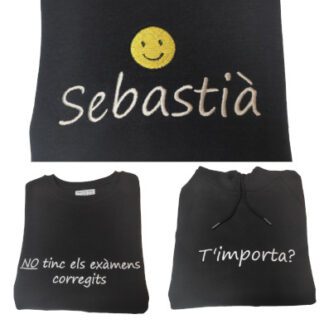 Tres sudaderas con frases bordadas portada