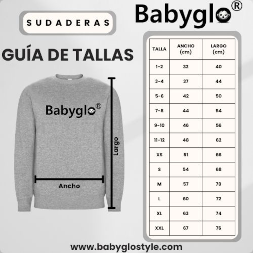 Guía tallas sudaderas babyglo