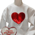 Sudadera corazón lentejuelas personalizada