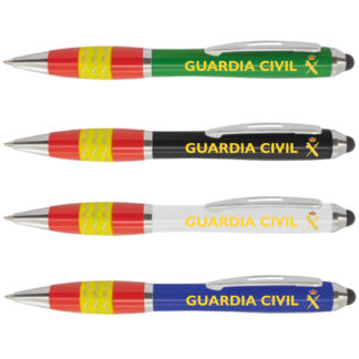 4 Boligrafos españa antiestres guardia civil Babyglo, verde, negro, azul y blanco