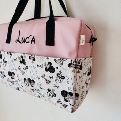 Bolso para cosas de bebe personalizado, en rosa y minnie.